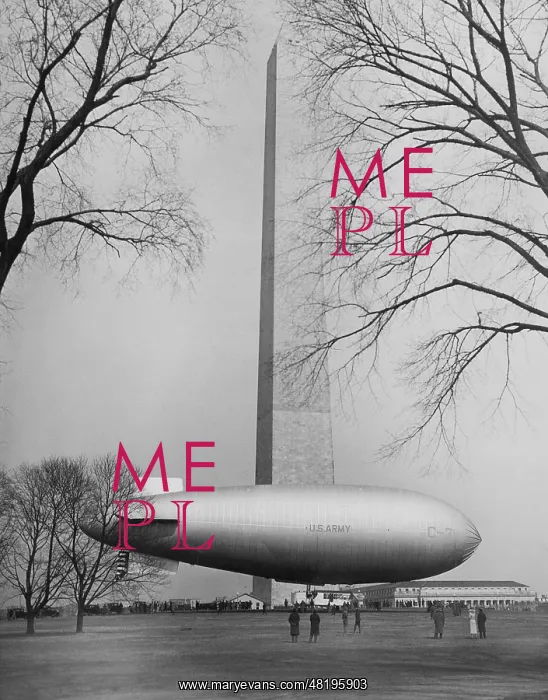 : Airship at the Washington Monument, 1932 : Airship at the Washington Monument, 1932
