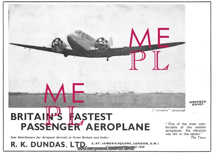: Airspeed Envoy: R.K.Dundas Ltd : Airspeed Envoy: R.K.Dundas Ltd