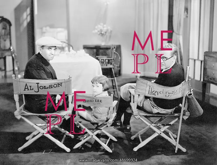 : Al Jolson, Davey Lee and Lloyd Bacon during a break in filmi : Al Jolson, Davey Lee and Lloyd Bacon during a break in filmi