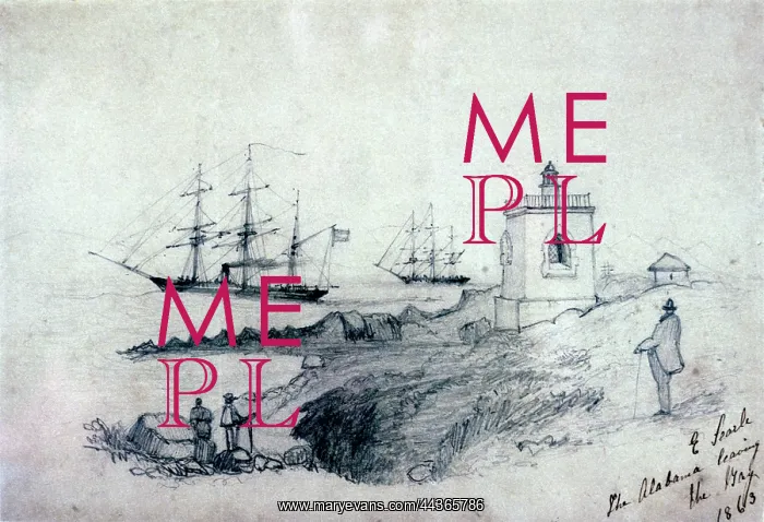 : The Alabama Rounding the Lighthouse at Mouille Point, 1863 : The Alabama Rounding the Lighthouse at Mouille Point, 1863
