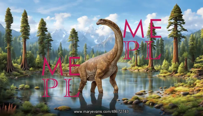 : Alamosaurus dinosaur in a shallow lake of the : Alamosaurus dinosaur in a shallow lake of the