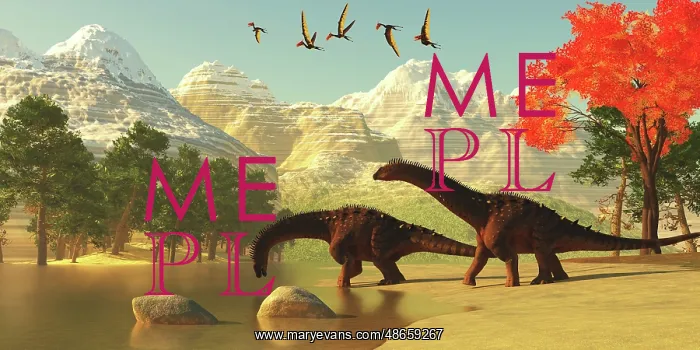 : Alamosaurus dinosaurs drinkin from a stream while : Alamosaurus dinosaurs drinkin from a stream while