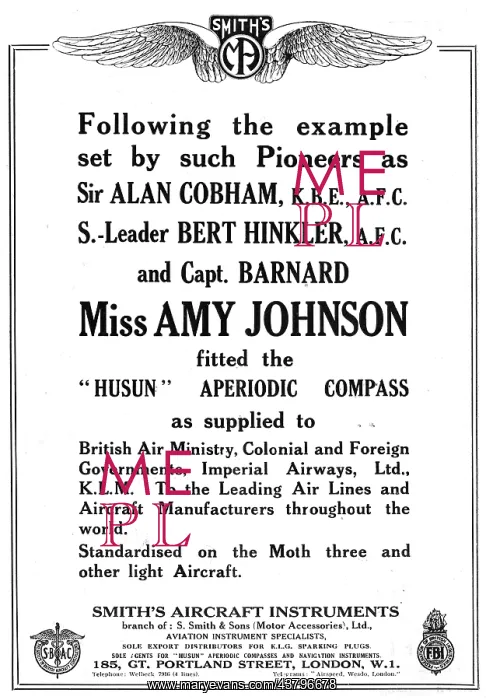 : Alan Cobham & Amy Johnson Used Smith's Husun Compasses : Alan Cobham & Amy Johnson Used Smith's Husun Compasses