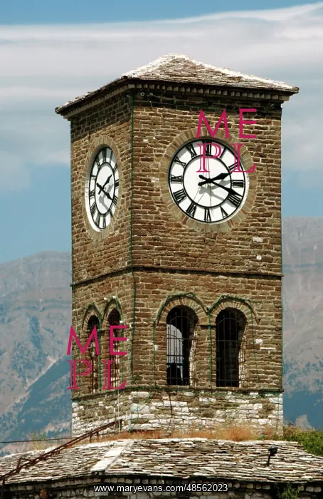 : Albania. Gjirokaster. Castle. Clock tower. 19th century : Albania. Gjirokaster. Castle. Clock tower. 19th century
