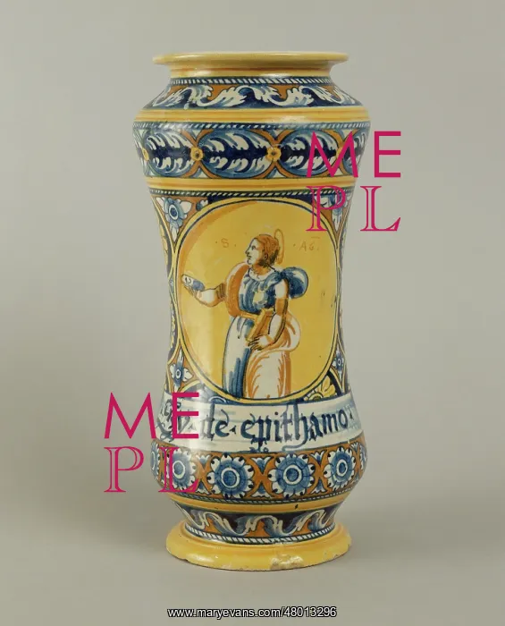 : Albarello vase: Saint Agatha : Albarello vase: Saint Agatha