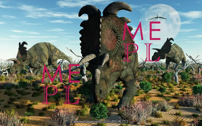 : Albertaceratops dinosaurs grazing : Albertaceratops dinosaurs grazing