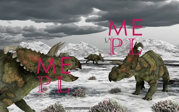 : Albertaceratops during their winter migration : Albertaceratops during their winter migration