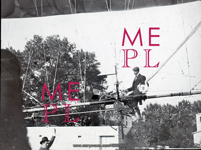 : Alberto Santos-Dumont in airship car : Alberto Santos-Dumont in airship car