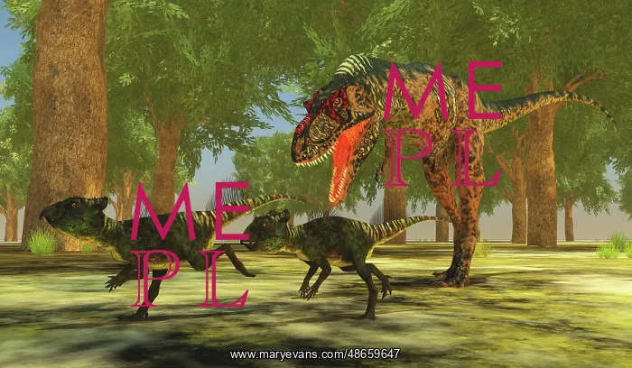 : Albertosaurus runs after a pair of Archaeoceratops dinosaurs : Albertosaurus runs after a pair of Archaeoceratops dinosaurs