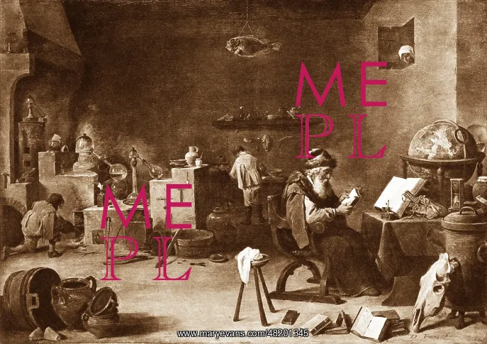 : Alchemist's lab in the 17th century : Alchemist's lab in the 17th century