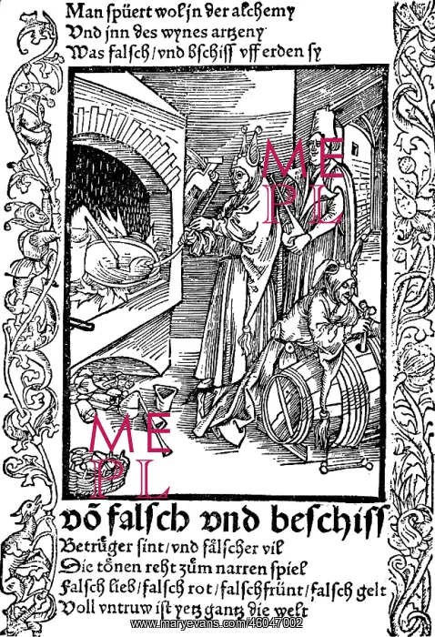 : alchemy, kitchen of an alchemist, woodcut to : alchemy, kitchen of an alchemist, woodcut to