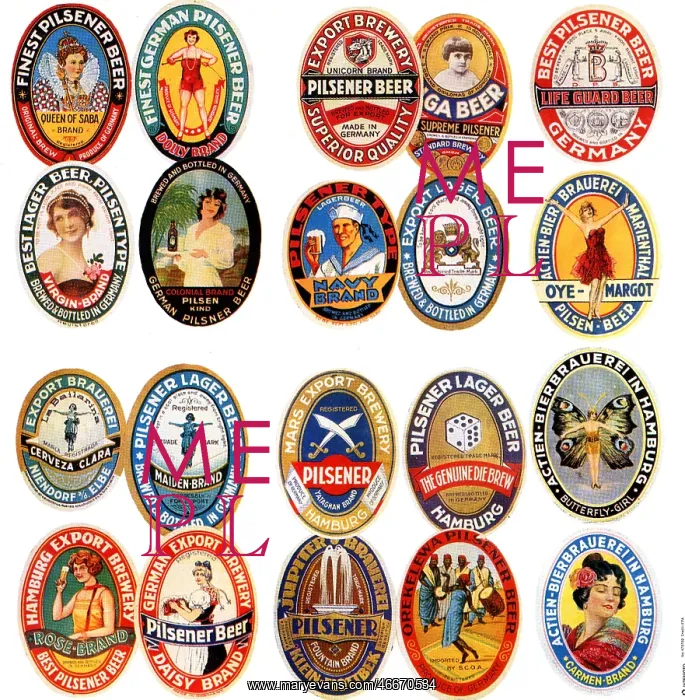  : alcohol, beer, bottle labels of 20 Hamburg Export