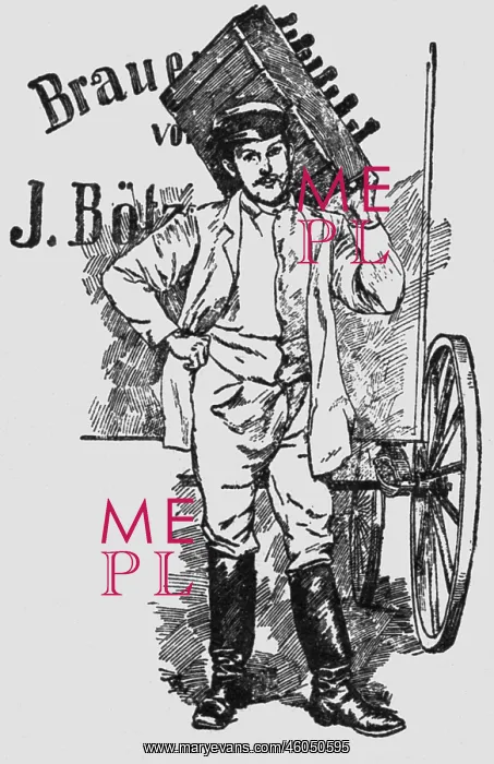 : alcohol, beer, drayman, drawing, Germany, circa : alcohol, beer, drayman, drawing, Germany, circa