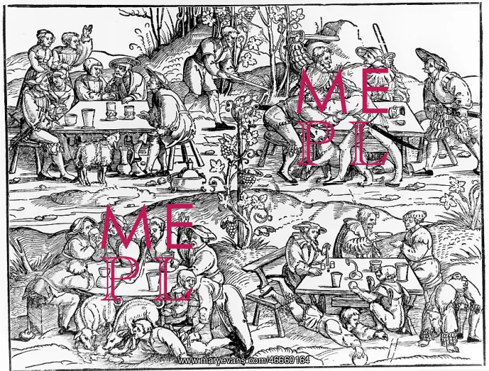 : alcohol, wine, the attributes of wine, woodcut : alcohol, wine, the attributes of wine, woodcut