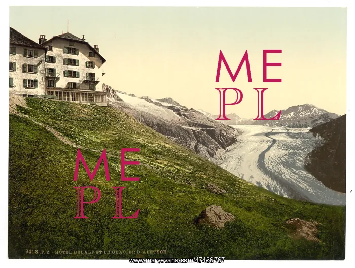 : Aletsch, glacier and Belalp Hotel, Valais, Alps of, Switzerl : Aletsch, glacier and Belalp Hotel, Valais, Alps of, Switzerl