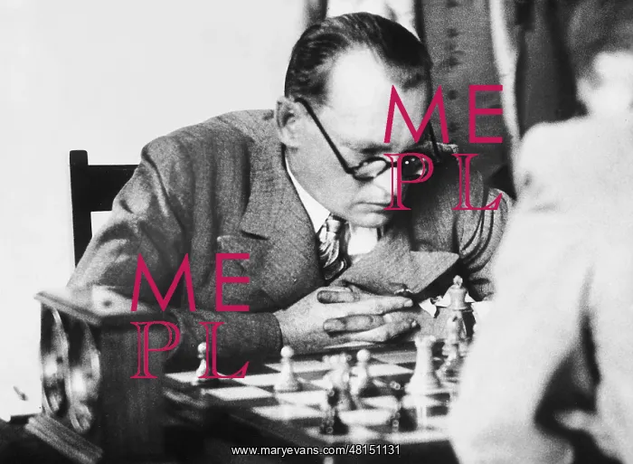 : Alexander Alekhine playing chess, 1936 : Alexander Alekhine playing chess, 1936