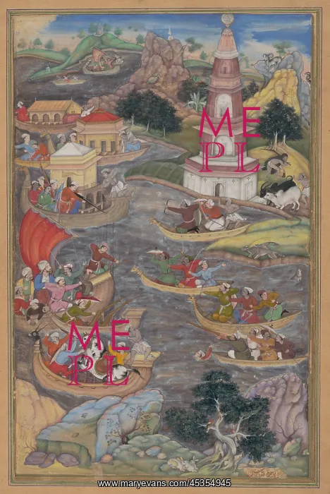: ALEXANDER FIGHTS A SEA BATTLE, by Dharmadas, 1590s : ALEXANDER FIGHTS A SEA BATTLE, by Dharmadas, 1590s