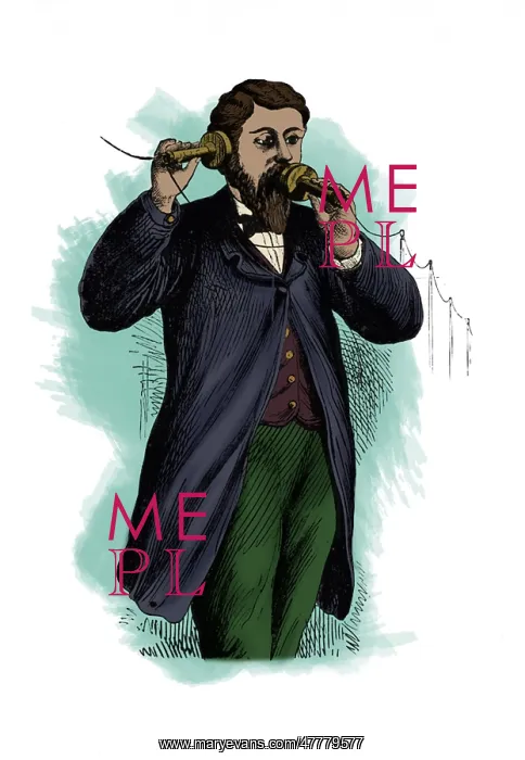 : Alexander Graham Bell with Telephone : Alexander Graham Bell with Telephone