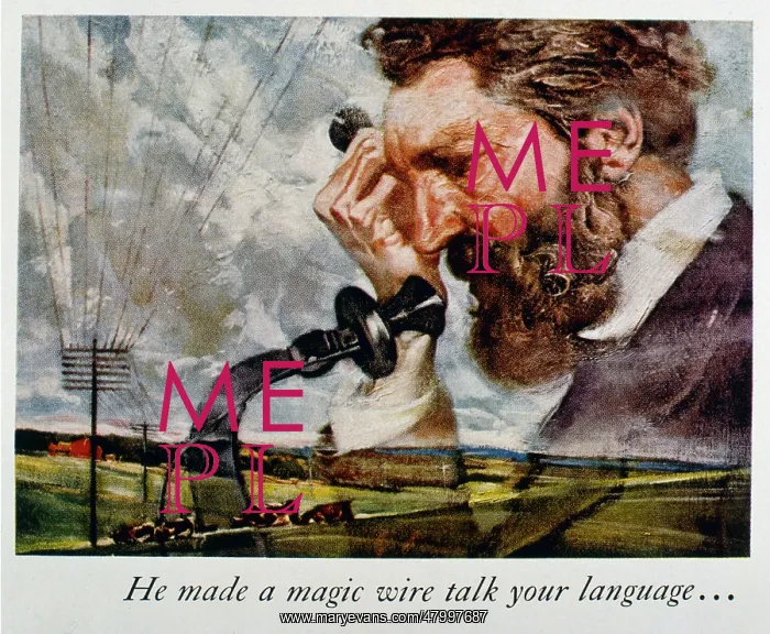 : Alexander Graham Bell with a telephone : Alexander Graham Bell with a telephone
