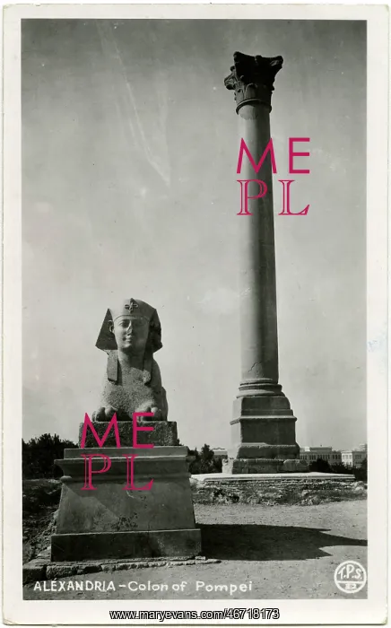 : Alexandria, Egypt - Pompey's Column (Pillar) and Sphinx : Alexandria, Egypt - Pompey's Column (Pillar) and Sphinx