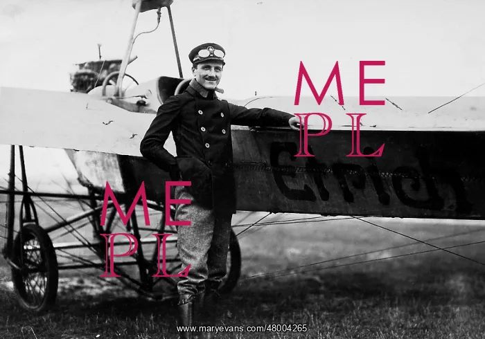 : Alfred Frederick, with his aircraft, 1913 : Alfred Frederick, with his aircraft, 1913