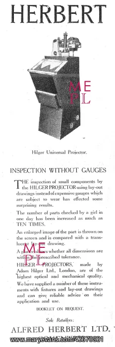 : Alfred Herbert Machine Tools - Hilger Universal Projector : Alfred Herbert Machine Tools - Hilger Universal Projector