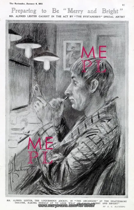 : Alfred Lester making up in his dressing room : Alfred Lester making up in his dressing room