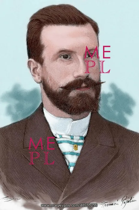 : Alfredo Branas Menendez (1859-1900). Colored ngraving : Alfredo Branas Menendez (1859-1900). Colored ngraving