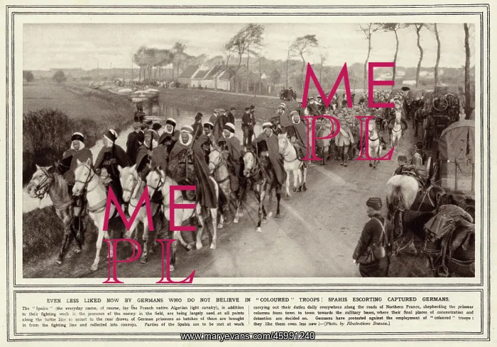 : Algerian light cavalry escorting captured Germans : Algerian light cavalry escorting captured Germans