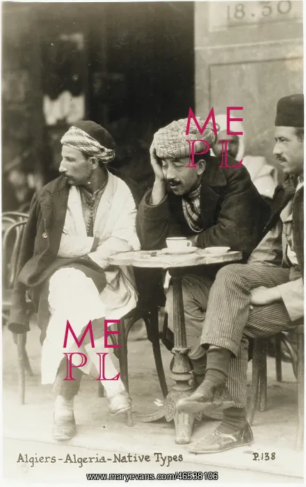 : Algerian men drinking outside a cafe - Algiers : Algerian men drinking outside a cafe - Algiers