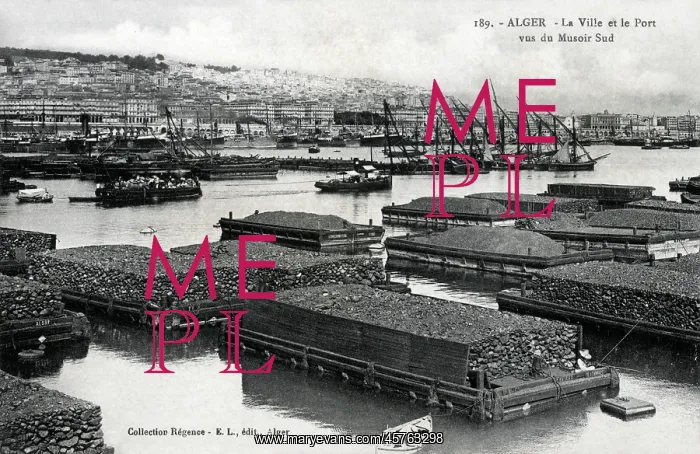 : Algiers, Algeria - Stone on floating barges in the harbour : Algiers, Algeria - Stone on floating barges in the harbour