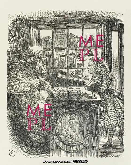 : Alice with the sheep shopkeeper, Through The Looking Glass : Alice with the sheep shopkeeper, Through The Looking Glass