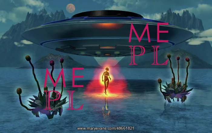 : An alien beaming down from its flying saucer to : An alien beaming down from its flying saucer to