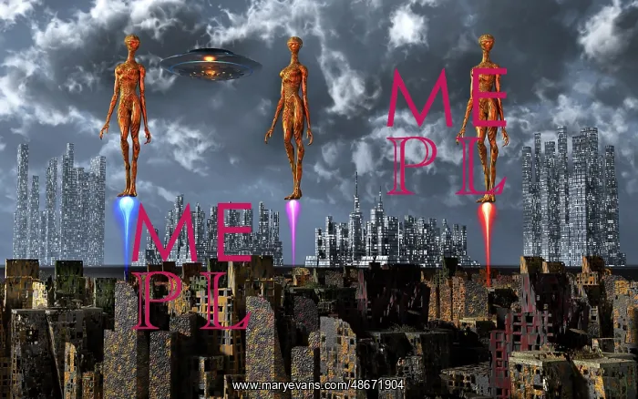 : Alien beings using jet boots to travel around : Alien beings using jet boots to travel around