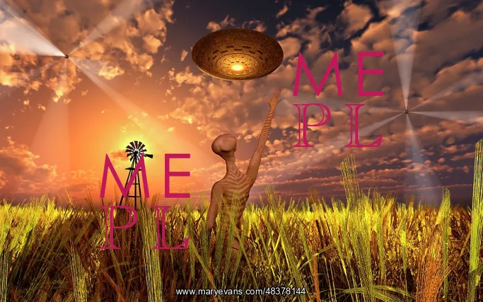  : An alien being directing its spacecraft to make crop circles