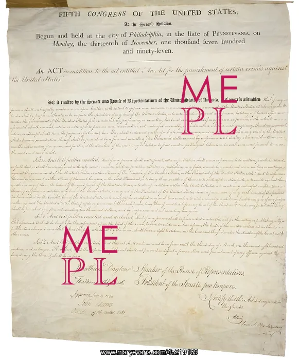  : Alien and Sedition Acts of 1798. Handwritten ?