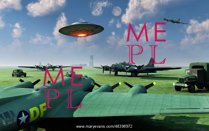 : An alien UFO flying low over an American airbase : An alien UFO flying low over an American airbase