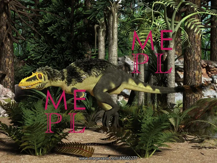 : Alioramus altai dinosaur in a Mongolian forest : Alioramus altai dinosaur in a Mongolian forest