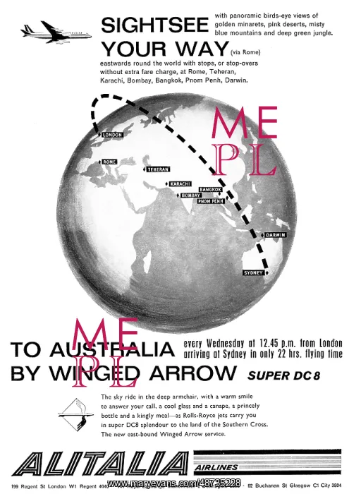 : Alitalia 1961 Winged Arrow DC 8 : Alitalia 1961 Winged Arrow DC 8