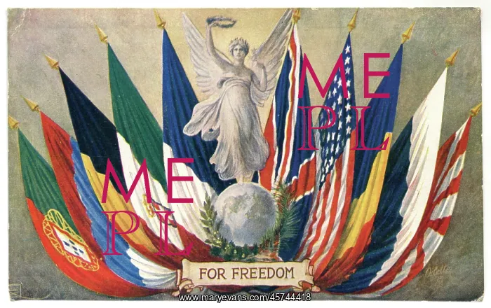 : All the flags of the Allies fanned out : All the flags of the Allies fanned out