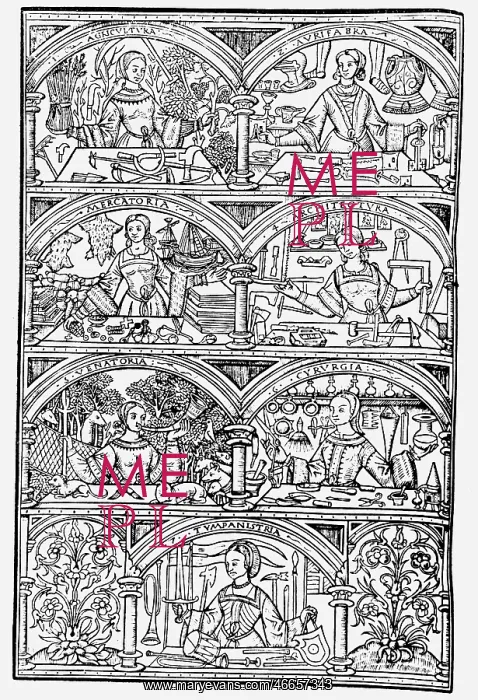 : allegories, different professions: farmer, goldsmith : allegories, different professions: farmer, goldsmith