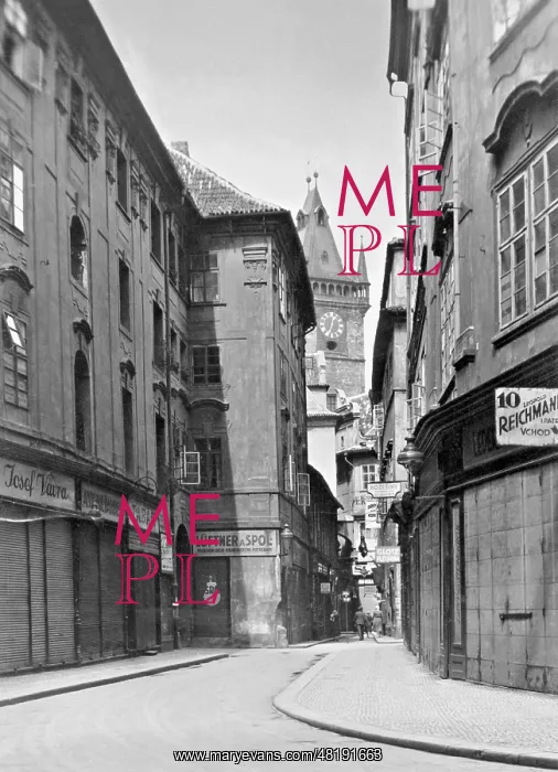 : An alley in the Old City of Prague, 1940 : An alley in the Old City of Prague, 1940