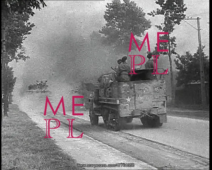 : Allied Convoy Driving Down A Belgian Road Passed : Allied Convoy Driving Down A Belgian Road Passed