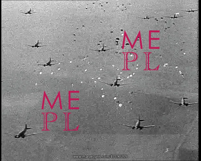 : Allied Paratroopers Dropping From Transport : Allied Paratroopers Dropping From Transport