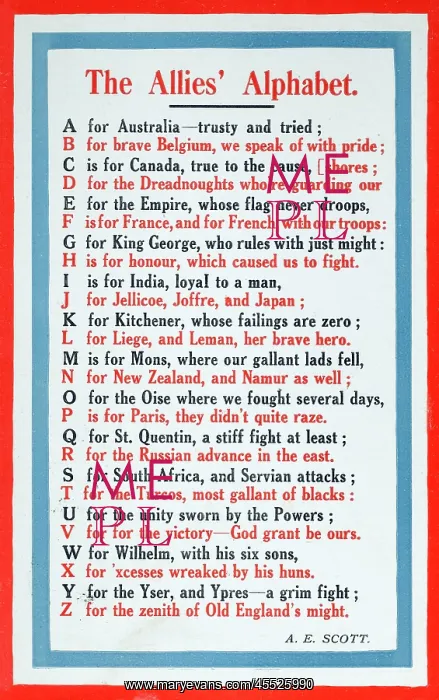 : The Allies Alphabet - WWI : The Allies Alphabet - WWI