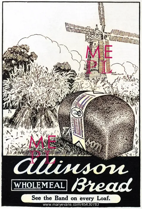 : Allinson wholemeal bread advertisement, WW1 : Allinson wholemeal bread advertisement, WW1