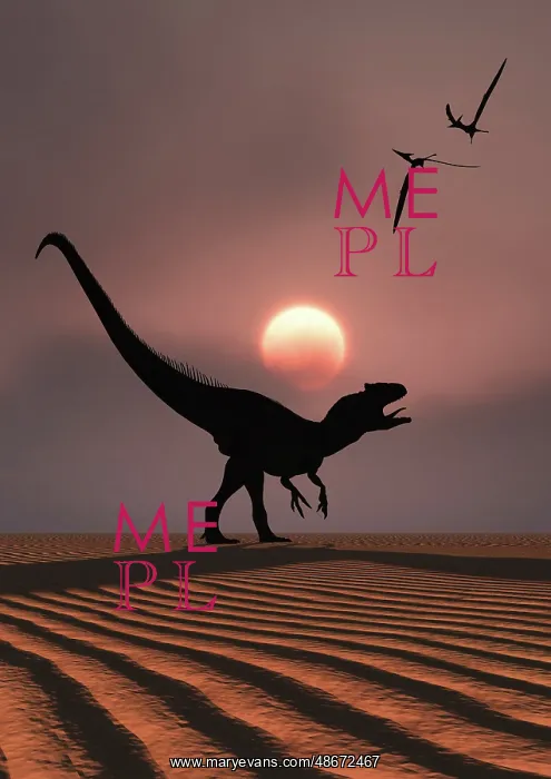 : An Allosaurus dinosaur calling out against a Jurassic sky : An Allosaurus dinosaur calling out against a Jurassic sky