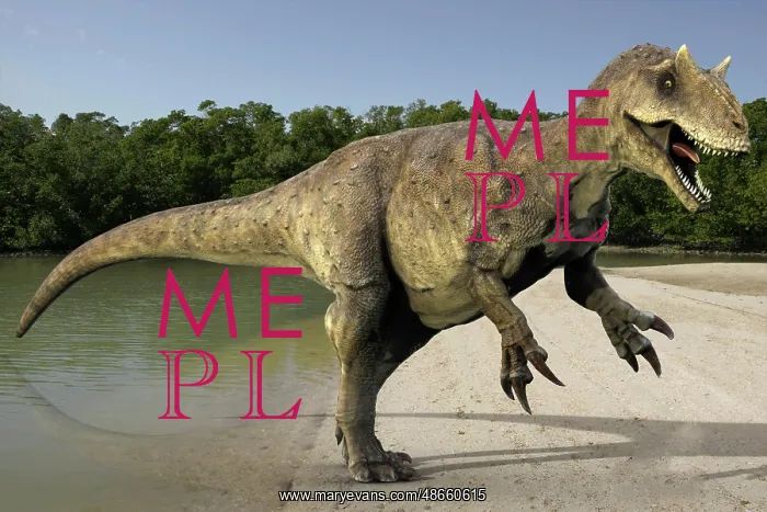 : Allosaurus dinosaur on shoreline : Allosaurus dinosaur on shoreline