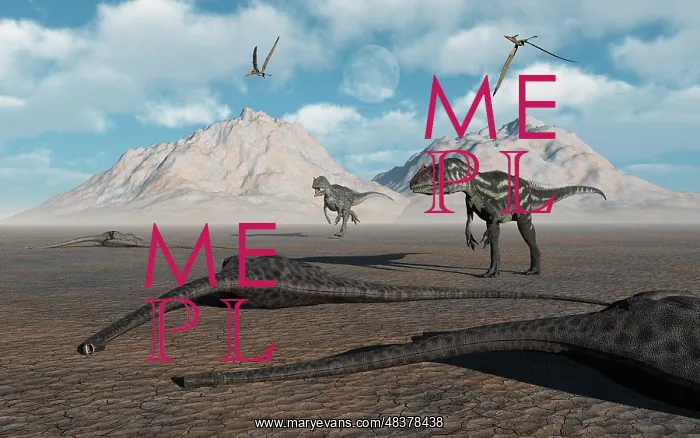 : Allosaurus dinosaurs approach a group of dead sauropods : Allosaurus dinosaurs approach a group of dead sauropods