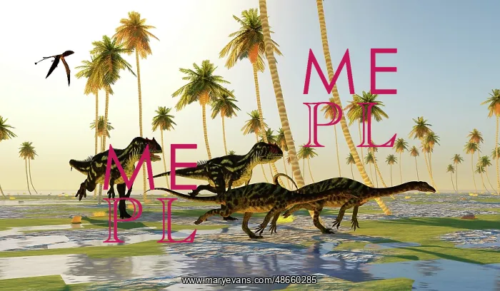 : Allosaurus dinosaurs chase after a pair of Anchisaurus : Allosaurus dinosaurs chase after a pair of Anchisaurus